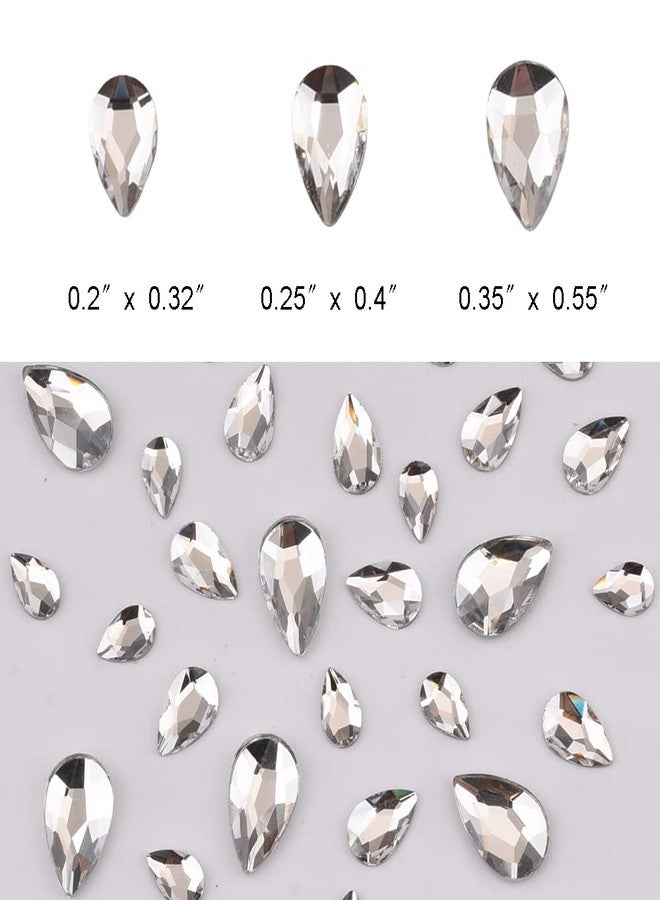 Tisslan 100pcs 3 Size Big and Small Pear Shape Crystal Clear Flatback Foiled Gem Rhinestones for Nail Technician Crafts Clothes DIY Decoration Accessories - Image 2